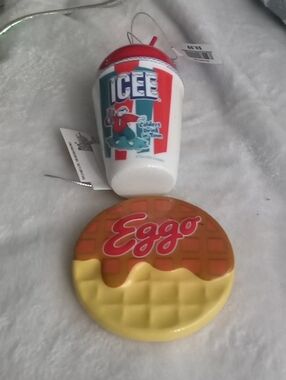 Ice Branded Price Tag with Black Print on White Christmas Oraments